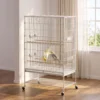 Vogelkäfig Inklusive Sitzstangen, Vogelspielzeug, Herausnehmbare Bodenwanne, 1 Ablage, Weiß