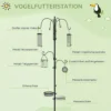 Vogelvoederstation 226 Cm Vogelvoederstation Met 6 Haken, 4 Hangende Voederautomaten Grondpen, Vrijstaand