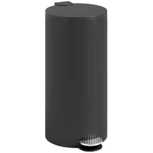 Vuilnisbak 30 L Trappelbak Met Softclose deksel En Pedaal, Binnenbak Metaal, Zwart, 36 X 30 X 60,5 Cm