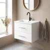 Wandmontage Badkamer Onderkast Met Keramische Wastafel 60 Cm Wit