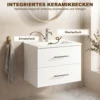 Wandmontage Badkamer Onderkast Met Keramische Wastafel 60 Cm Wit