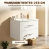 Wandmontage Badkamer Onderkast Met Keramische Wastafel 60 Cm Wit