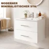 Wandmontage Badkamer Onderkast Met Keramische Wastafel 60 Cm Wit