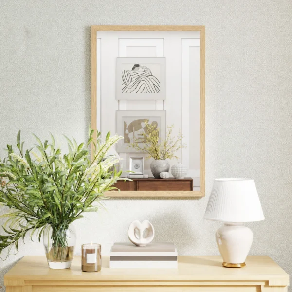 Wandspiegel, 40 X 60 Cm, Decoratieve Hangspiegel, Eenvoudige Montage, Incl. Schroeven