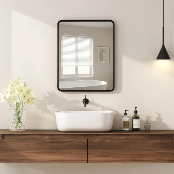 Wandspiegel 50 X 40 Cm Decoratieve Hangspiegel Met Metalen Frame Voor Slaapkamer Badkamer Woonkamer Zwart