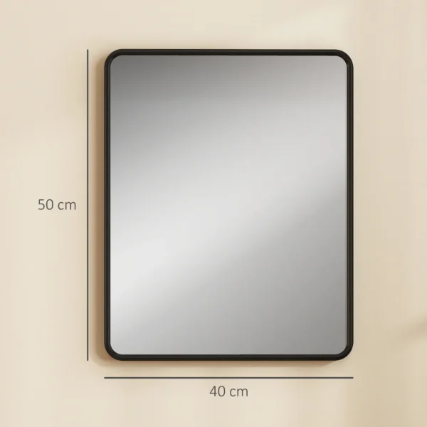 Wandspiegel 50 X 40 Cm Decoratieve Hangspiegel Met Metalen Frame Voor Slaapkamer Badkamer Woonkamer Zwart