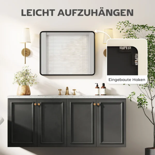 Wandspiegel 50 X 40 Cm Decoratieve Hangspiegel Met Metalen Frame Voor Slaapkamer Badkamer Woonkamer Zwart