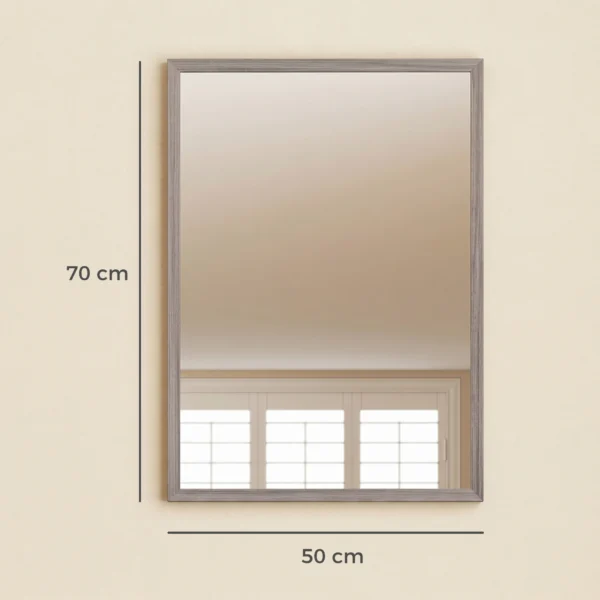 Wandspiegel, 50 X 70 Cm, Frame In Houtlook, Eenvoudige Montage, Incl. Schroeven