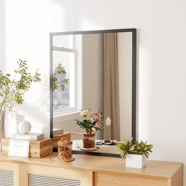 Wandspiegel, 60 X 80 Cm, Frame In Houtlook, Eenvoudige Montage, Incl. Schroeven
