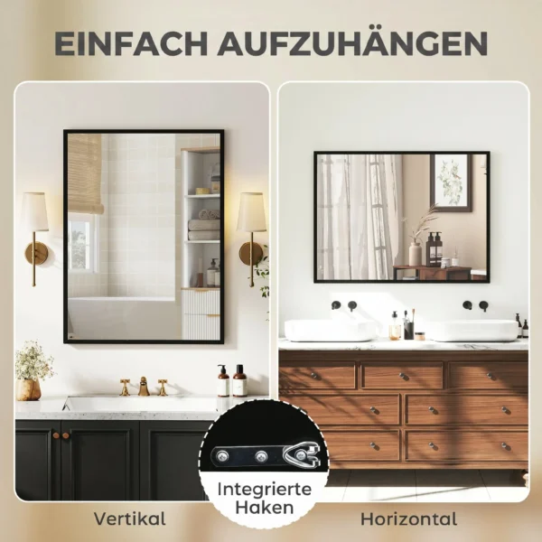 Wandspiegel, 76,2 X 101,6 Cm, Decoratieve Hangspiegel, Eenvoudige Montage, Incl. Schroeven