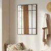 Wandspiegel, Decoratieve Spiegel Met Metalen Frame, Zwarte Strepen, Meerlaags Glas, 90B X 2T X 60H Cm