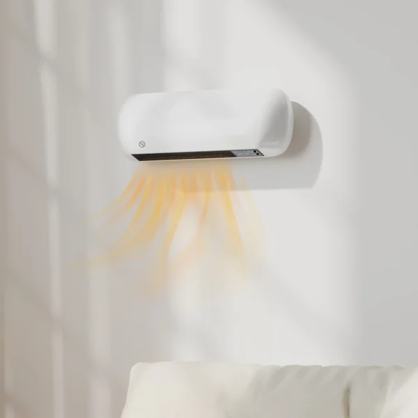 Wandverwarming 2000W Keramische Wandverwarming Met Ventilator, 2 Vermogensniveaus, LED Display, Thermostaat, Wit