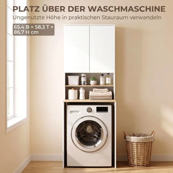 Waschmaschinenschrank Mit Verstellbarem Einlegeboden Waschmaschinenüberbau Mit 2 Türen In Weiß Und Eiche