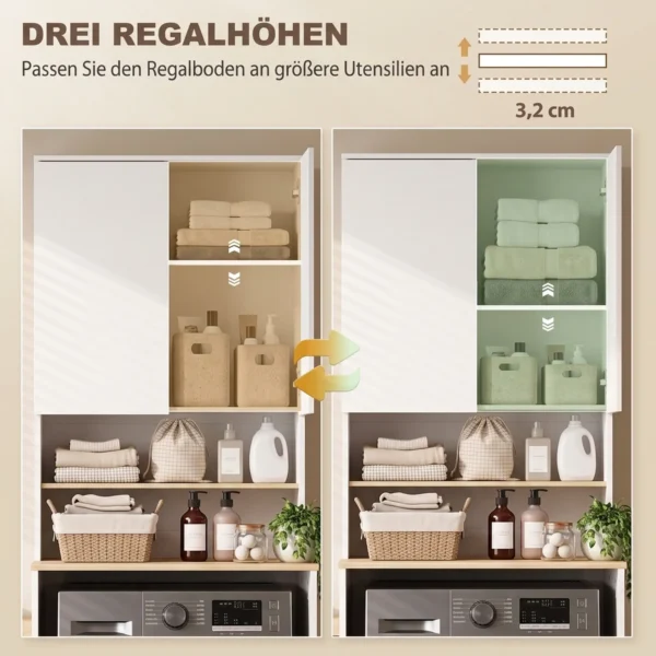 Waschmaschinenschrank Mit Verstellbarem Einlegeboden Waschmaschinenüberbau Mit 2 Türen In Weiß Und Eiche