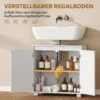 Wastafelonderkast, Modern Vrijstaand Badkamermeubel Met U vormige Uitsparing, Verstelbaar Rek, Wit