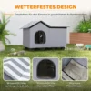 Waterafstotend Kattenhuis Met Afneembaar Zadeldak, Warmte isolerend Platform 70x43x45 Cm, Oxfordstof Grijs