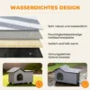 Waterafstotend Kattenhuis Met Afneembaar Zadeldak, Warmte isolerend Platform 70x43x45 Cm, Oxfordstof Grijs