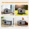 Waterafstotend Kattenhuis Met Afneembaar Zadeldak, Warmte isolerend Platform 70x43x45 Cm, Oxfordstof Grijs