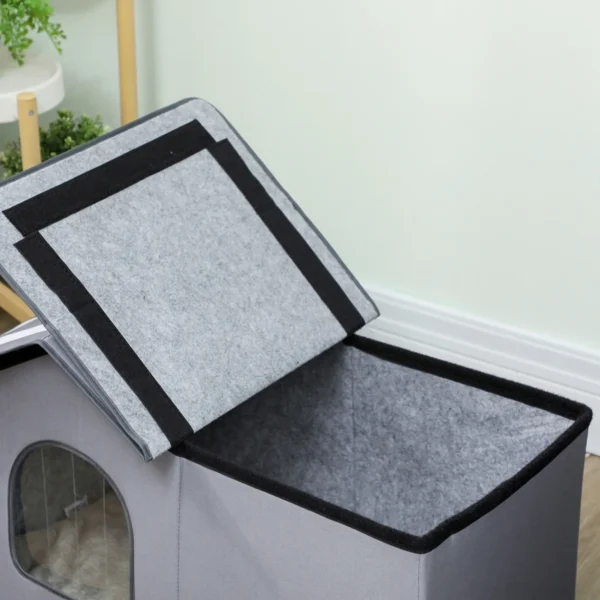 Waterafstotend Kattenhuis Met Afneembaar Zadeldak, Warmte isolerend Platform 70x43x45 Cm, Oxfordstof Grijs