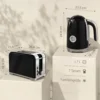Waterkoker En Broodrooster Set Met Thermometer, 1,7 L, 2200 W Waterkoker, 2 Sneetjes Broodrooster Met 7 Bruiningsniveaus
