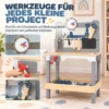 Werkbank Für Kinder 15 teilig Holz Werkzeugbank Mit Zubehör Uhr Werkzeugset Arbeitsplatte Schraubstock Kappsäge 3–6