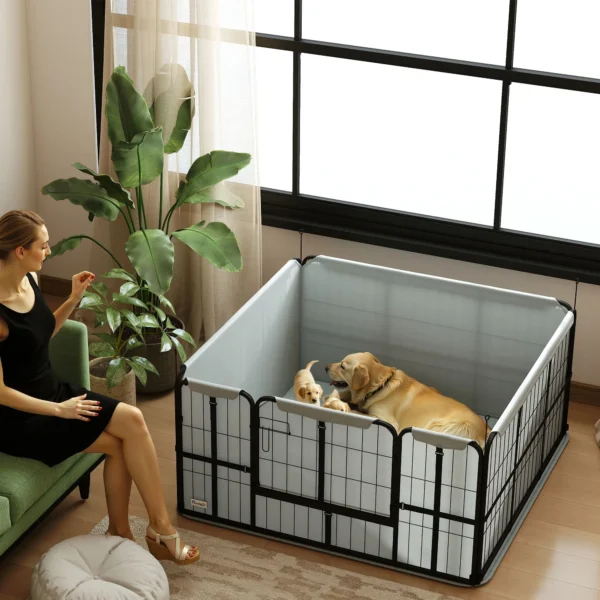 Werpdoos Voor Pups Met Onderlegger, Winddicht Oxford stof, Voor Middelgrote Tot Grote Honden, 122x122x60 Cm Zwart