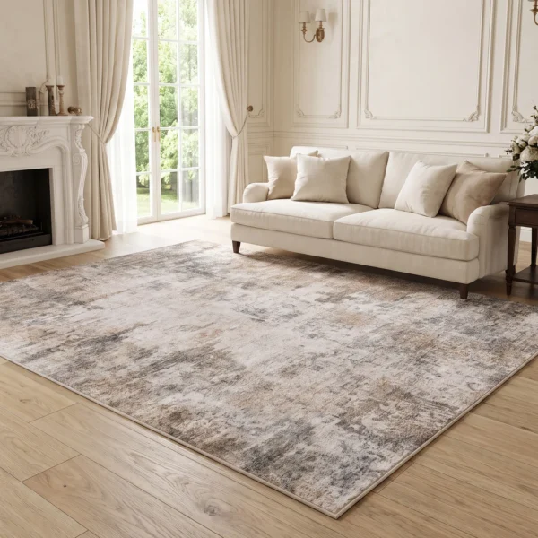 Woonkamertapijt, Polyester, Modern Artistiek Patroon, Wasbaar, Bruin