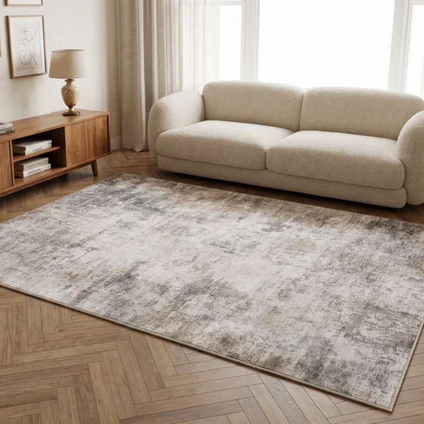 Woonkamertapijt, Polyester, Modern Artistiek Patroon, Wasbaar, Bruin