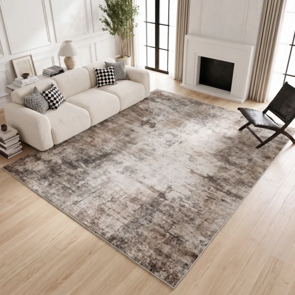 Woonkamertapijt, Polyester, Modern Artistiek Patroon, Wasbaar, Bruin