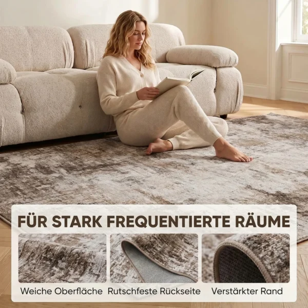 Woonkamertapijt, Polyester, Modern Artistiek Patroon, Wasbaar, Bruin