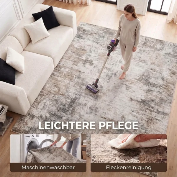 Woonkamertapijt, Polyester, Modern Artistiek Patroon, Wasbaar, Bruin