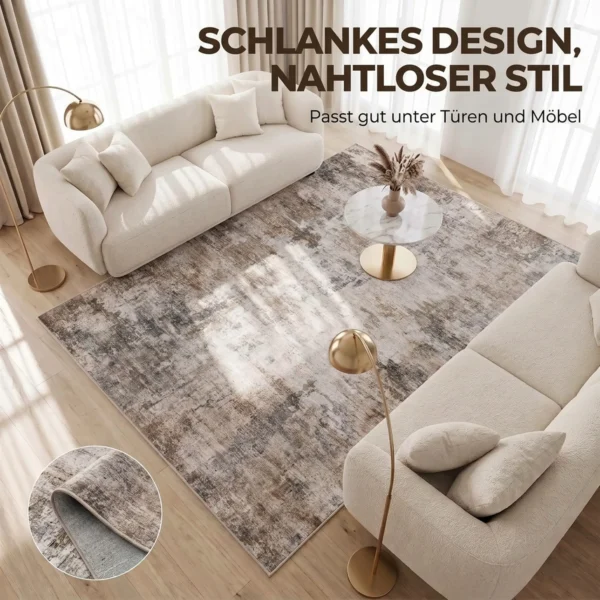 Woonkamertapijt, Polyester, Modern Artistiek Patroon, Wasbaar, Bruin