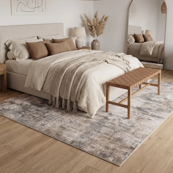 Woonkamertapijt, Polyester, Modern Artistiek Patroon, Wasbaar, Bruin