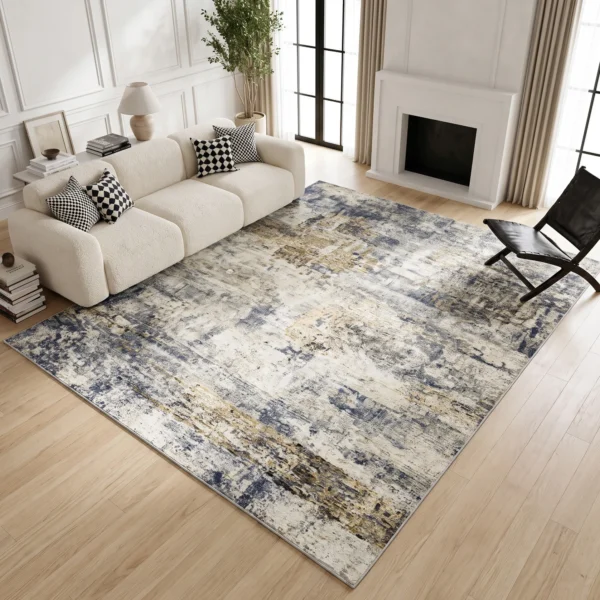 Woonkamertapijt, Polyester, Modern Artistiek Patroon, Wasbaar, Grijs