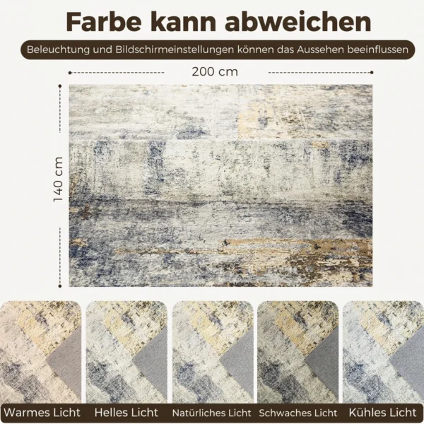 Woonkamertapijt, Polyester, Modern Artistiek Patroon, Wasbaar, Grijs