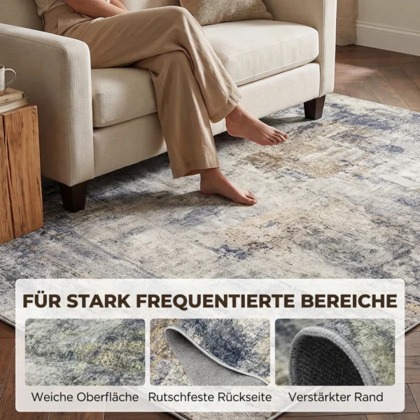 Woonkamertapijt, Polyester, Modern Artistiek Patroon, Wasbaar, Grijs