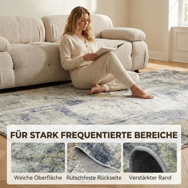 Woonkamertapijt, Polyester, Modern Artistiek Patroon, Wasbaar, Grijs