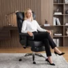 XXL Massage Bürostuhl Bis 250 Kg Mit Wärmefunktion, Hoher Rückenlehne, Höhenverstellbar, PU Leder, Schwarz