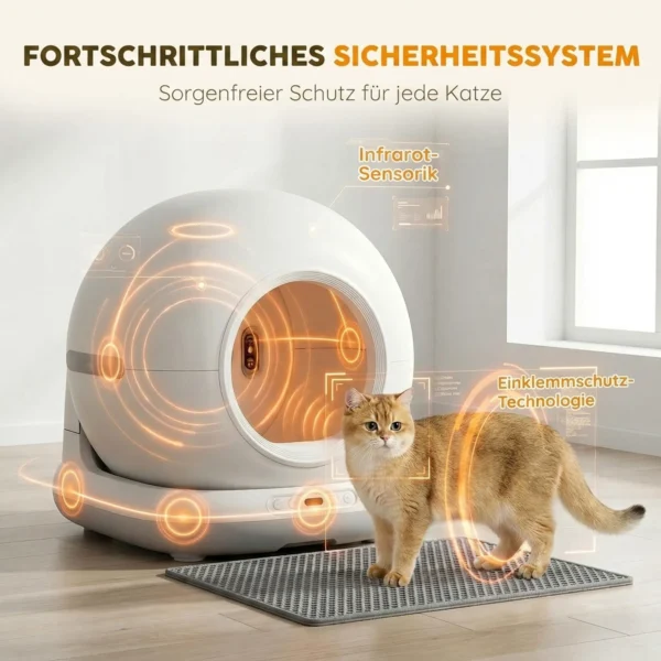 Zelfreinigend Kattenbak, XL 72L Kattenbak Zelfreinigend Met HD camera, App besturing Vuilniszak, Voor 1 12 Kg