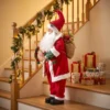 Zingende & Dansende Kerstman, 120 Cm, Staande Geanimeerde Kerstfiguur Met Slinger & Zak, Geactiveerd Door Geluid/aanraking