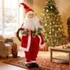 Zingende & Dansende Kerstman, 120 Cm, Staande Geanimeerde Kerstfiguur Met Slinger & Zak, Geactiveerd Door Geluid/aanraking