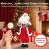 Zingende & Dansende Kerstman, 120 Cm, Staande Geanimeerde Kerstfiguur Met Slinger & Zak, Geactiveerd Door Geluid/aanraking