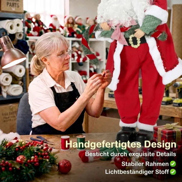 Zingende & Dansende Kerstman, 120 Cm, Staande Geanimeerde Kerstfiguur Met Slinger & Zak, Geactiveerd Door Geluid/aanraking