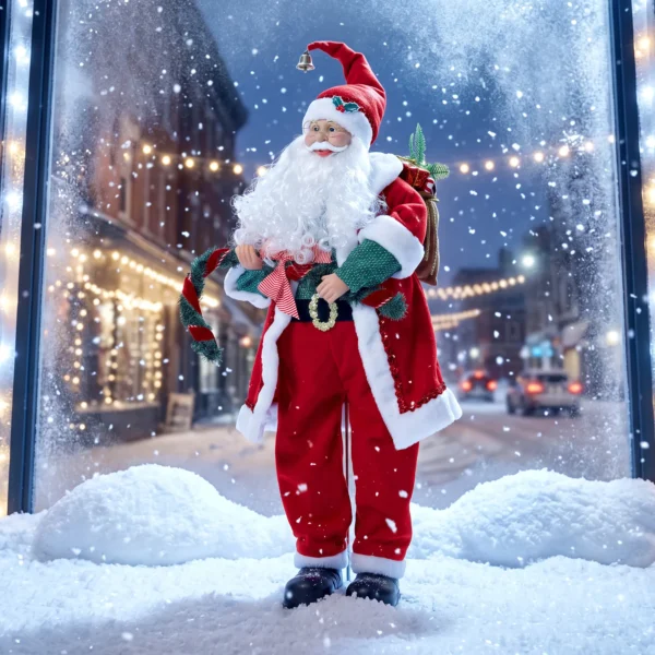 Zingende & Dansende Kerstman, 120 Cm, Staande Geanimeerde Kerstfiguur Met Slinger & Zak, Geactiveerd Door Geluid/aanraking