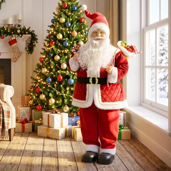 Zingende Kerstman, 120 Cm, Levensgroot, Geanimeerd, Met Draaibaar Hoofd En Beweegbare Armen
