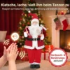 Zingende Kerstman, 120 Cm, Levensgroot, Geanimeerd, Met Draaibaar Hoofd En Beweegbare Armen