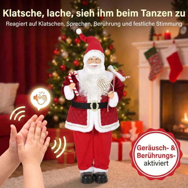 Zingende Kerstman, 120 Cm, Levensgroot, Geanimeerd, Met Draaibaar Hoofd En Beweegbare Armen