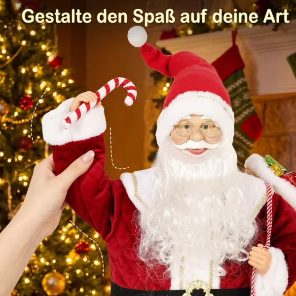 Zingende Kerstman, 120 Cm, Levensgroot, Geanimeerd, Met Draaibaar Hoofd En Beweegbare Armen