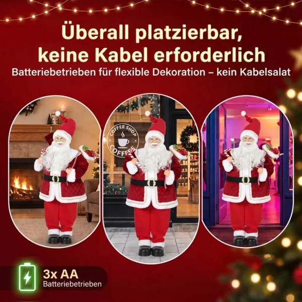 Zingende Kerstman, 120 Cm, Levensgroot, Geanimeerd, Met Draaibaar Hoofd En Beweegbare Armen
