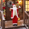 Zingende Kerstman, 150 Cm, Staande Geanimeerde Kerstfiguur Met Bel En Krans, Geactiveerd Door Geluid/aanraking
